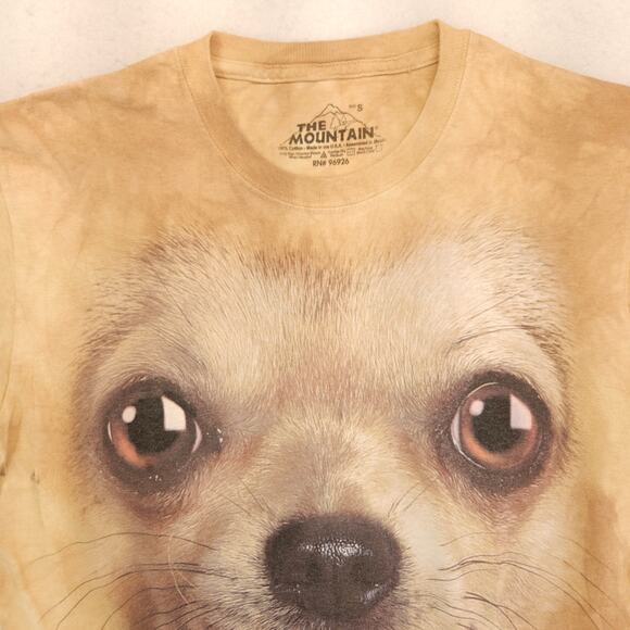 The Mountain Chihuahua Crew Neck Graphic T Shirt Mens Size Small S Tan - Picture 1 of 10